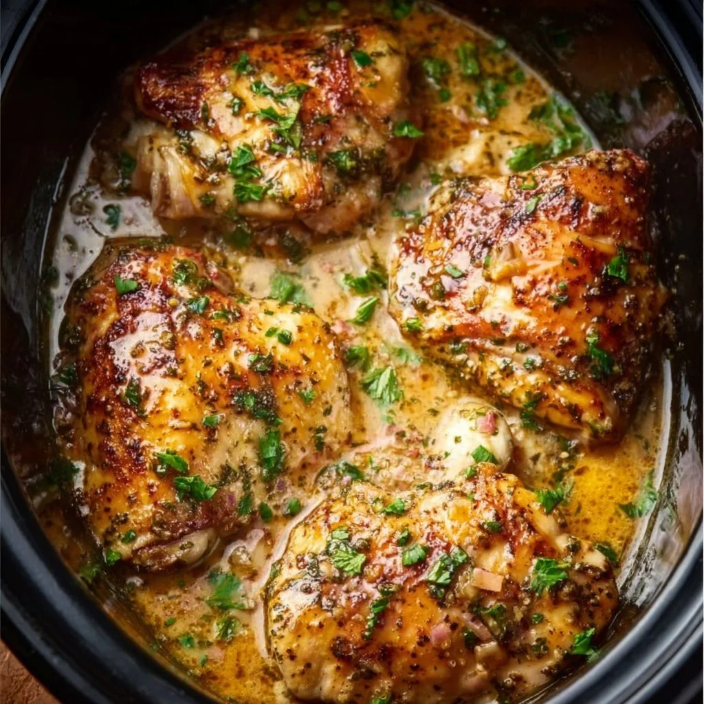 Crock Pot Marry Me Chicken served with fresh herbs and creamy sauce