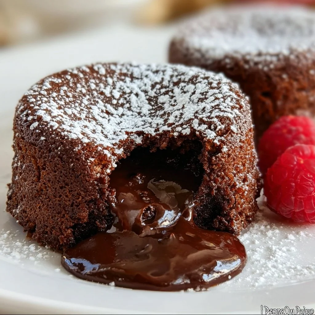 Delicious Air Fryer Lava Cakes with a gooey chocolate center