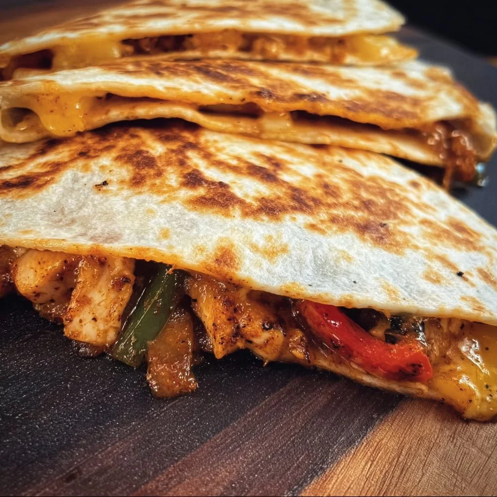 Delicious Blackstone Chicken Fajita Quesadillas with vibrant vegetables
