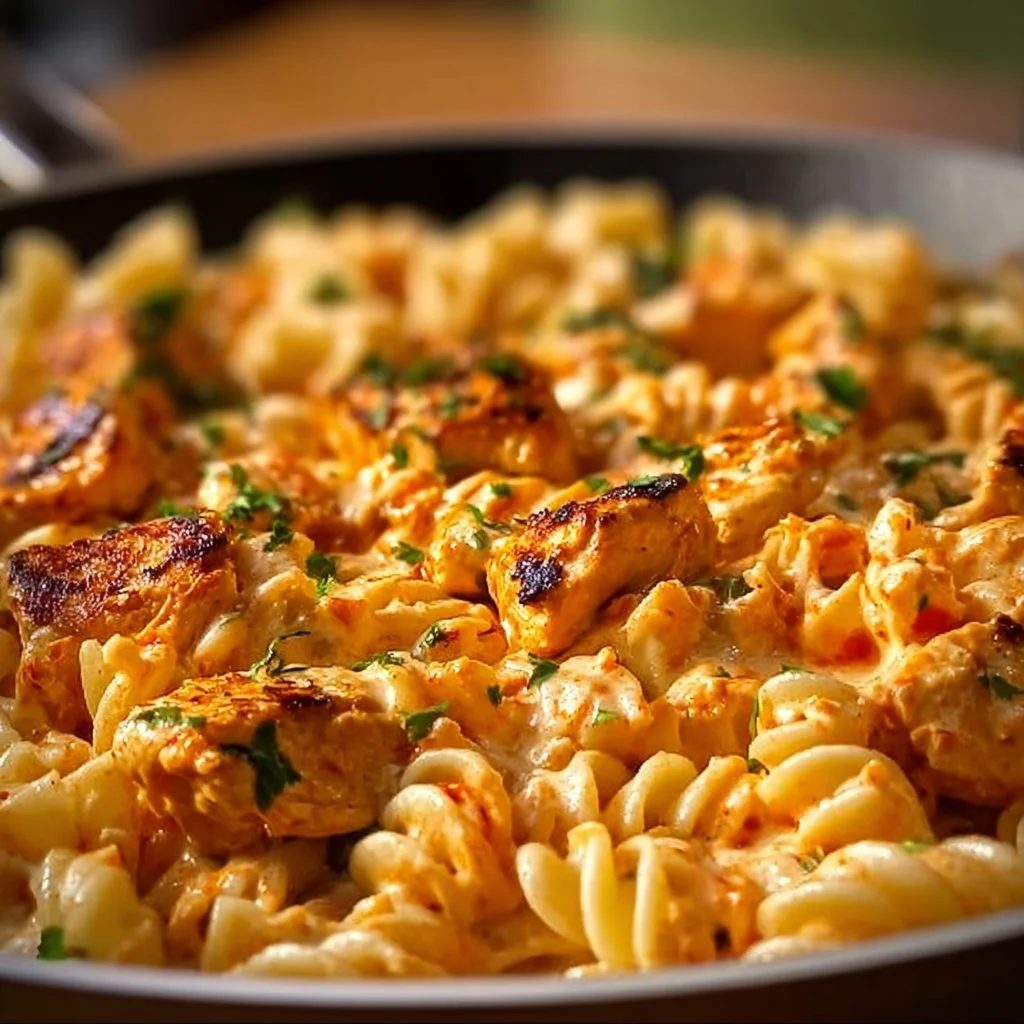 Buffalo Ranch Chicken Pasta Skillet served in a vibrant dish with fresh ingredients