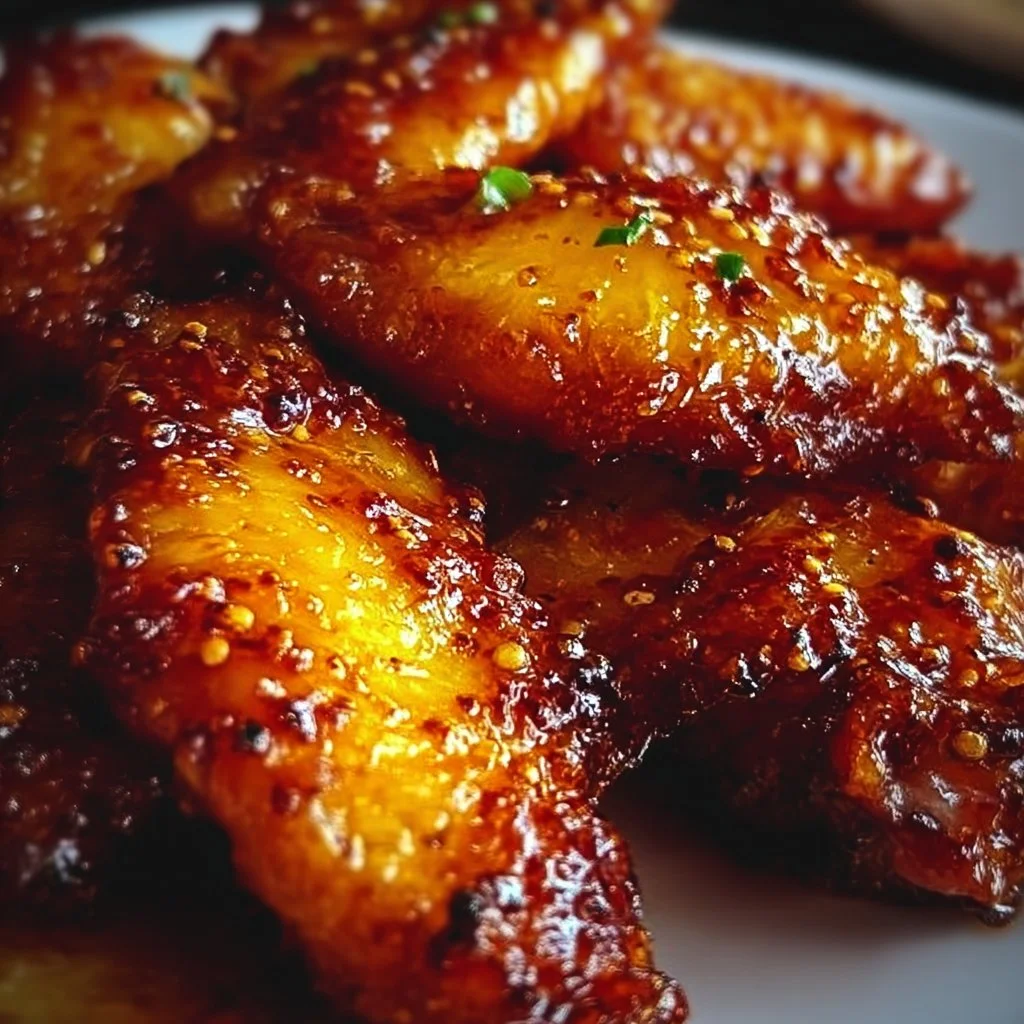 Delicious brown sugar pineapple wings garnished and ready to serve