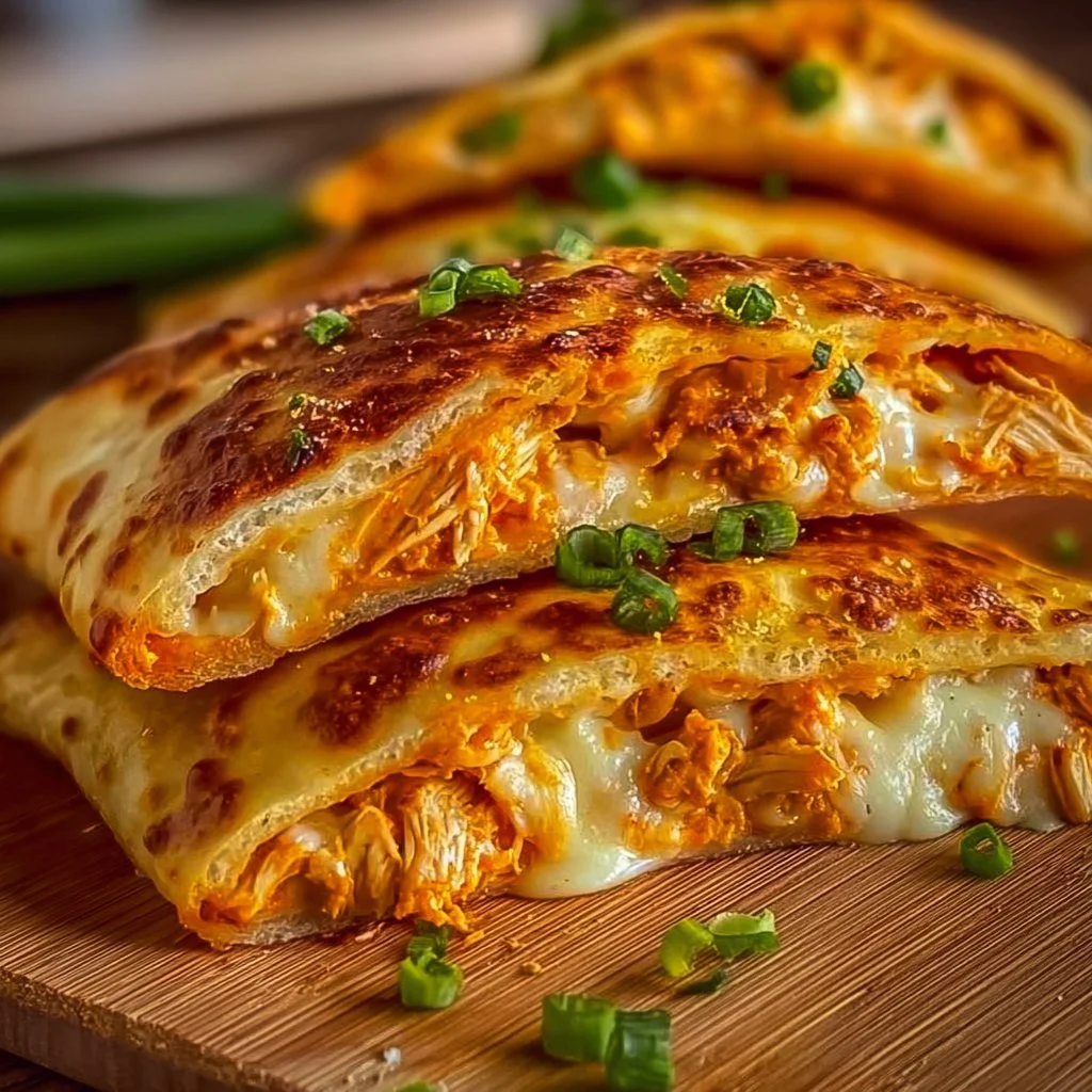 Delicious Buffalo Chicken Calzone filled with chicken and cheese