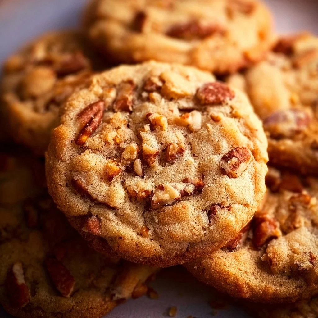 Homemade butter pecan cookies with chopped pecans, fresh out of the oven.