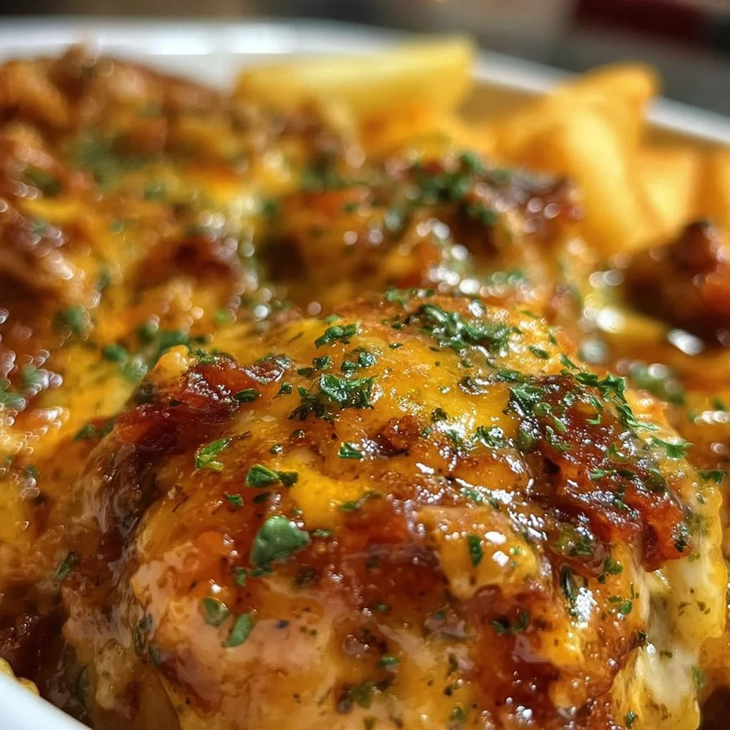 Cheesy Texas Trash Chicken Casserole served in a dish