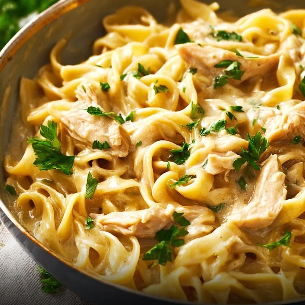 Delicious Chicken Noodle Casserole with chicken and egg noodles