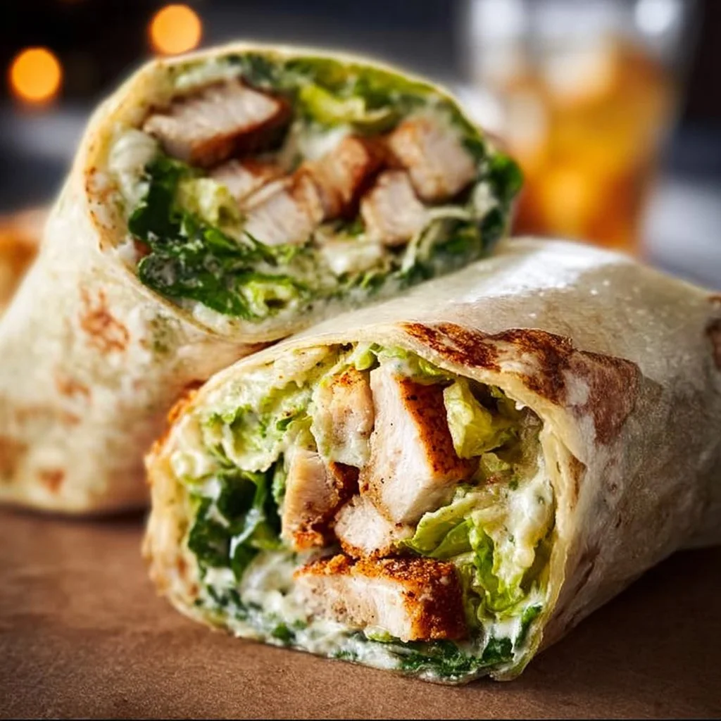 Delicious Chicken Caesar Wrap with fresh ingredients and Caesar dressing