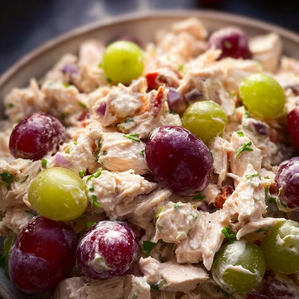 Delicious Chicken Salad with Grapes served in a bowl