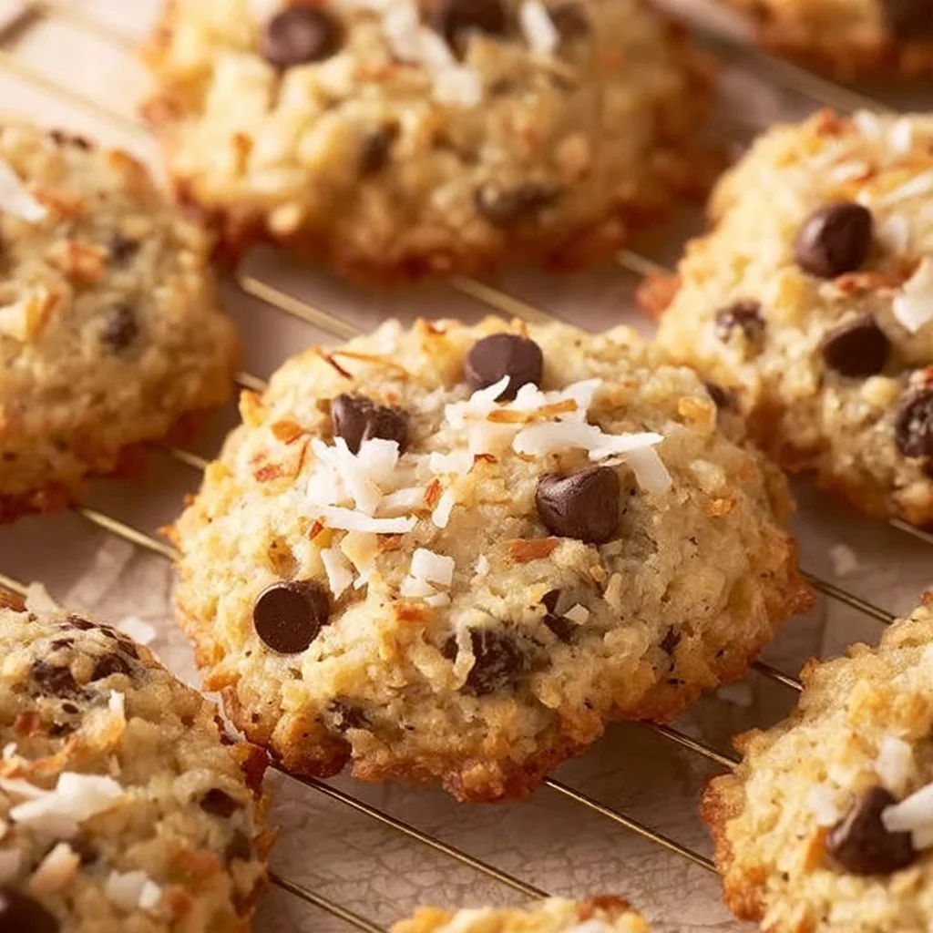 Delicious homemade coconut cookies with a golden brown finish