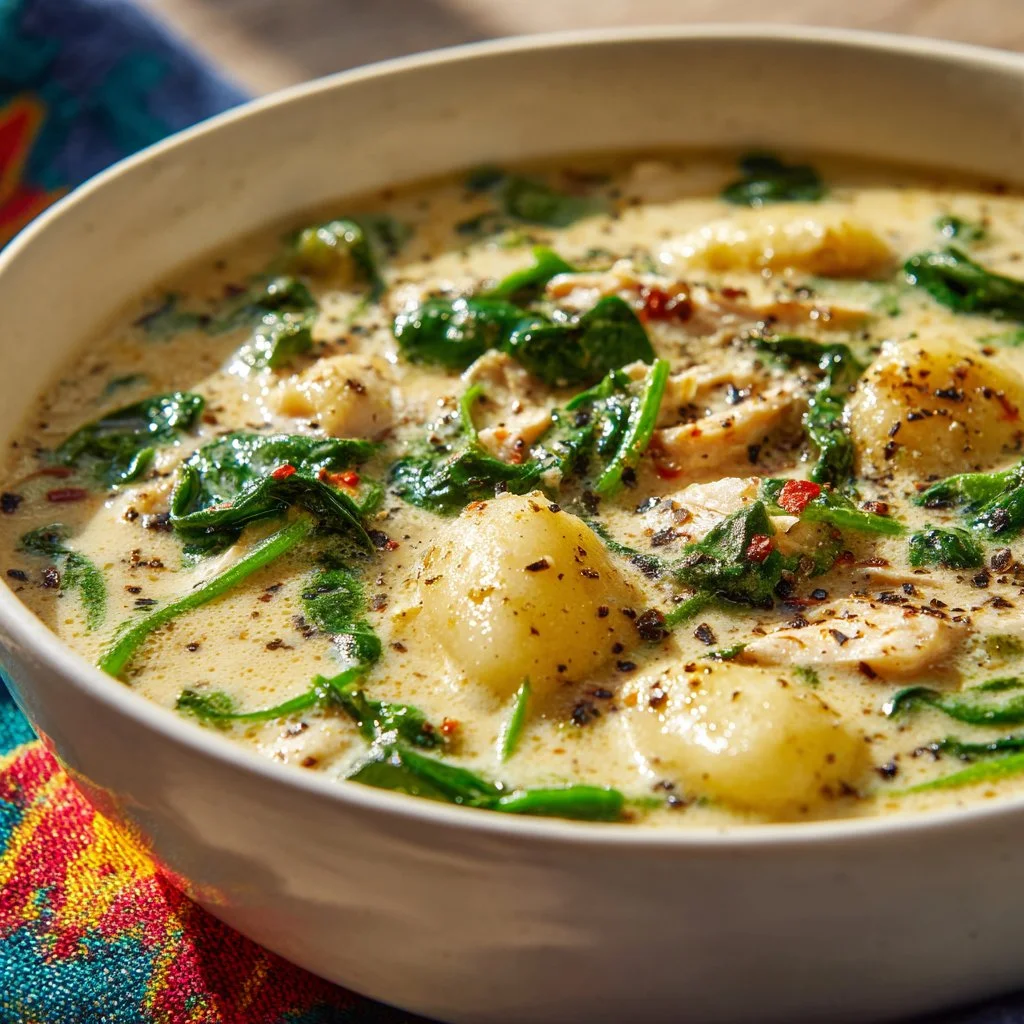 Crock Pot Chicken Gnocchi Soup inspired by Olive Garden recipe.