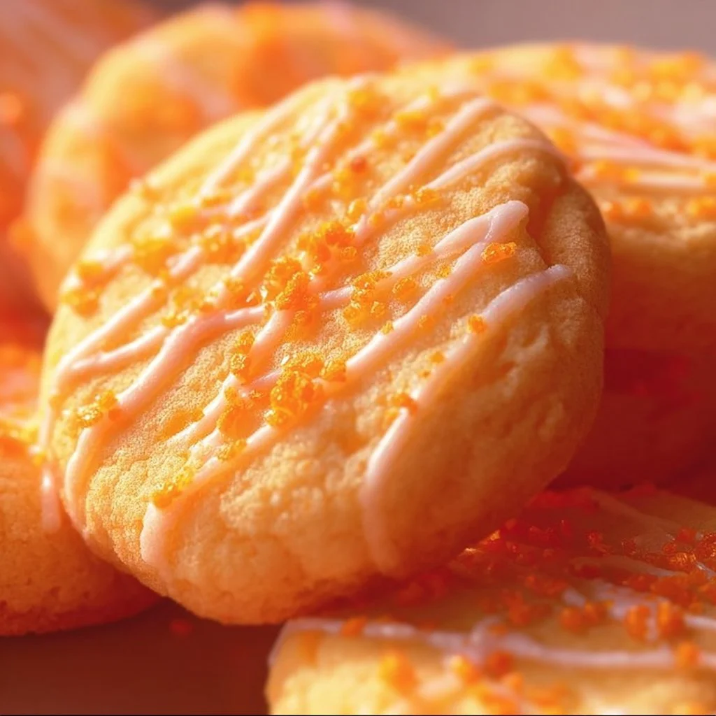 Cleansicle orange sugar cookies with vibrant orange icing and sprinkles