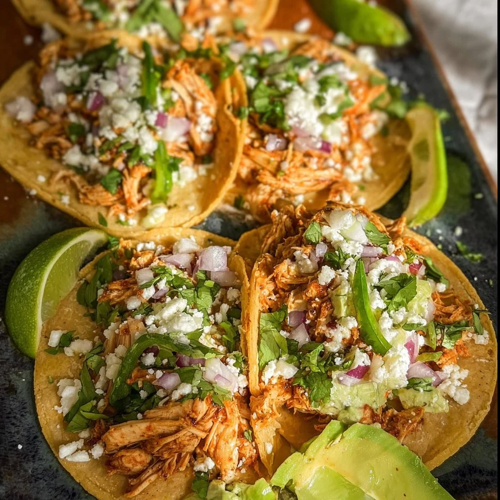 Delicious Crockpot Chicken Tacos ready to serve