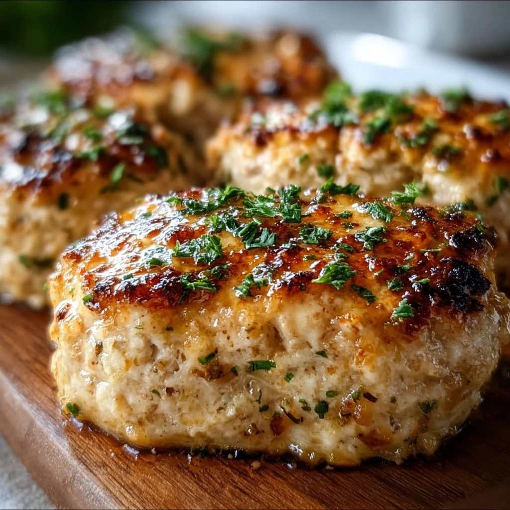Garlic Parmesan Chicken Meatloaves served with a side of vegetables