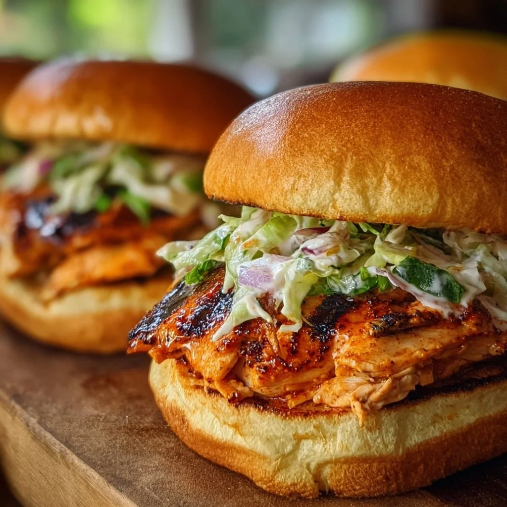 Delicious grilled buffalo chicken sandwich with lettuce and sauce