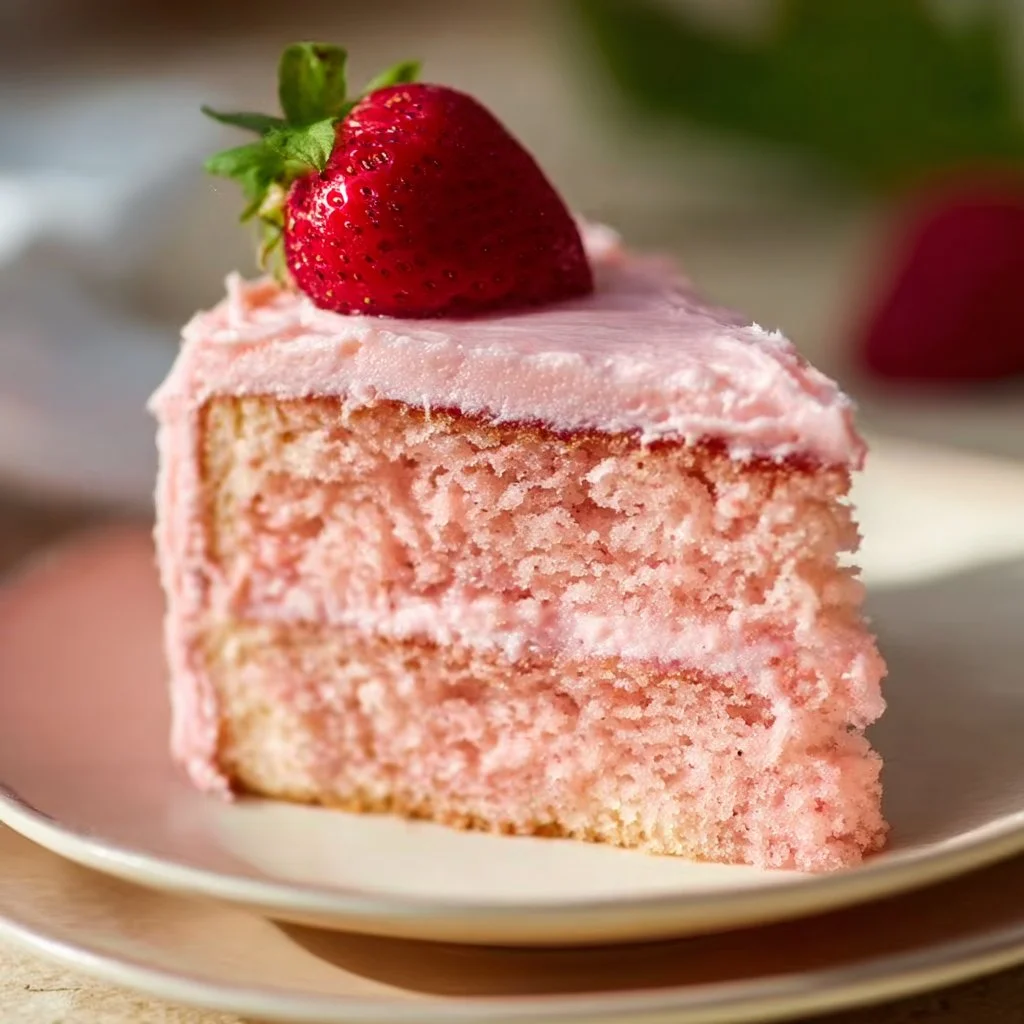 Delicious homemade strawberry cake with fresh strawberries and whipped cream