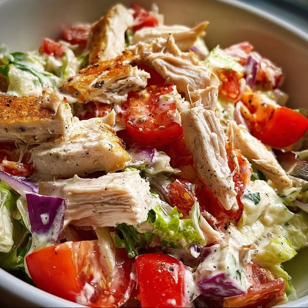 Delicious Italian Grinder Chicken Salad with fresh ingredients and vibrant colors