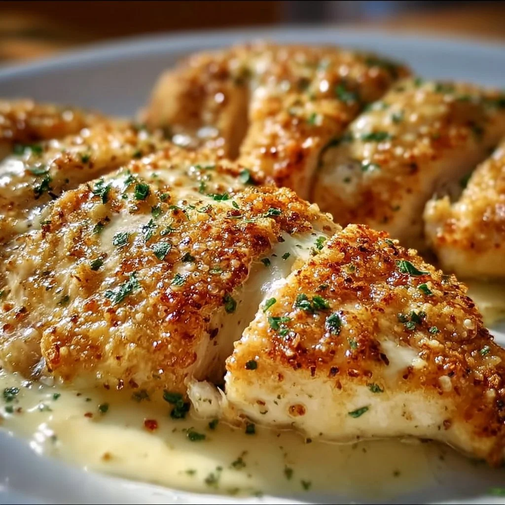 Delicious Longhorn Steakhouse Parmesan Chicken served with sides.