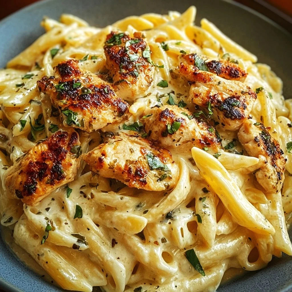 Delicious Marry Me Chicken Pasta served on a plate with fresh herbs.