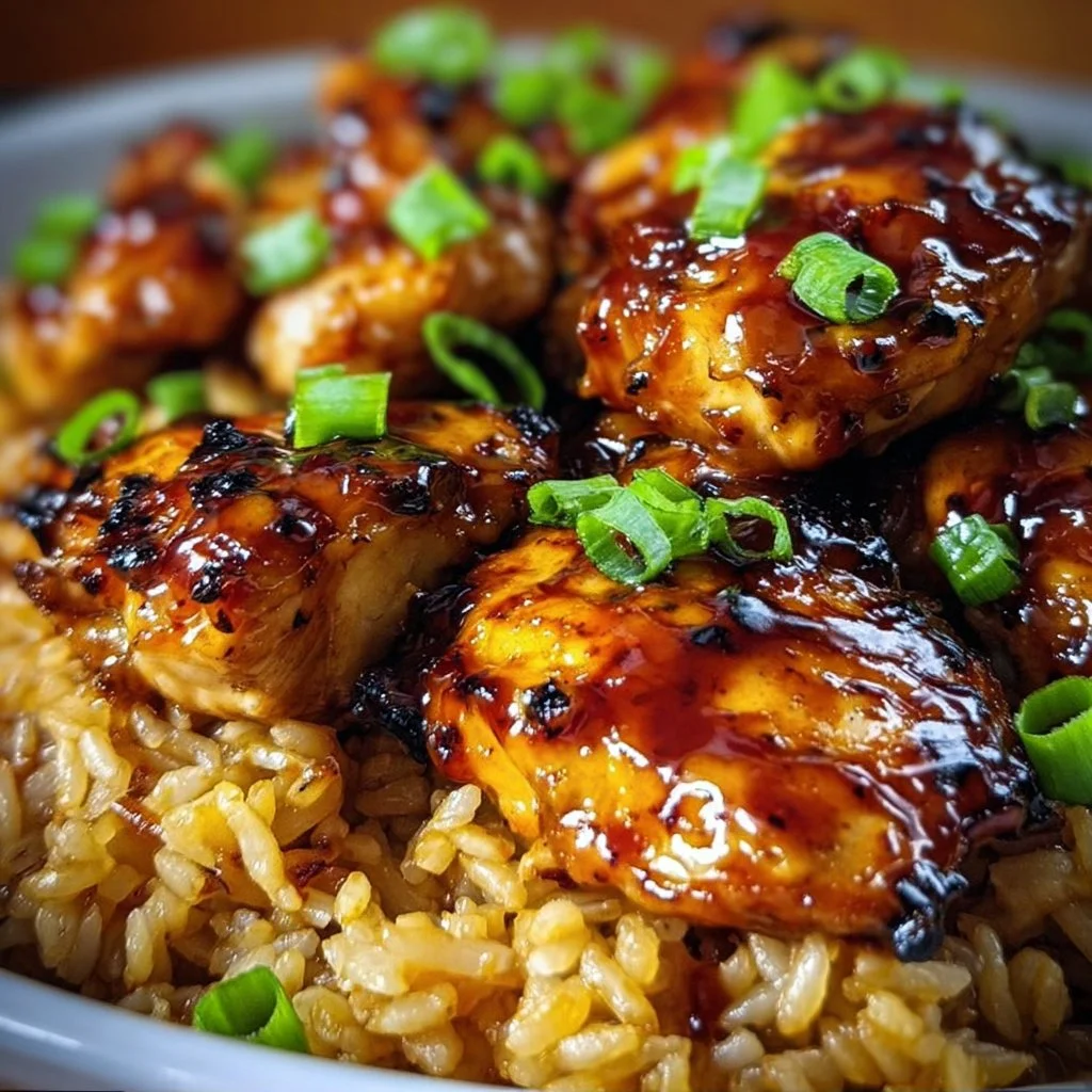 One-Pan Honey BBQ Chicken & Rice dish ready to serve