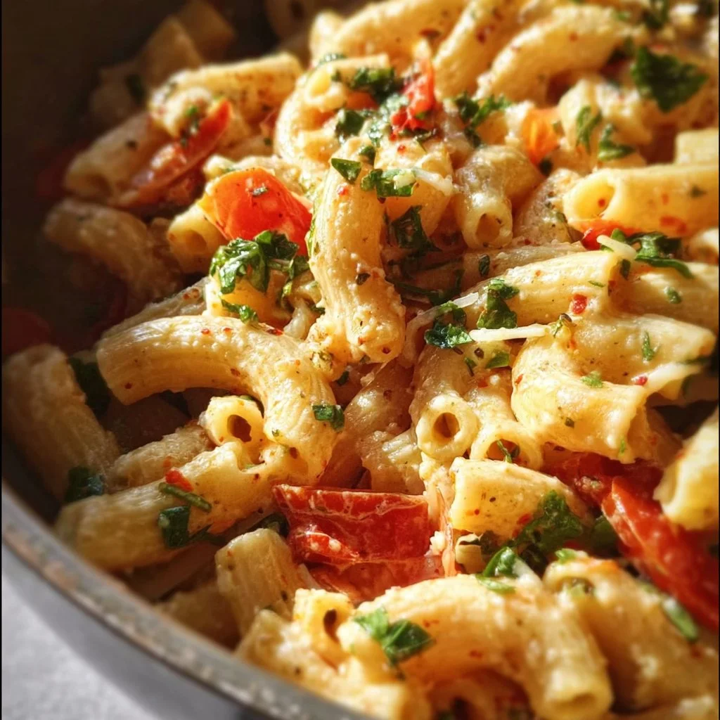 Delicious One Pot Pasta dish served with fresh ingredients and herbs