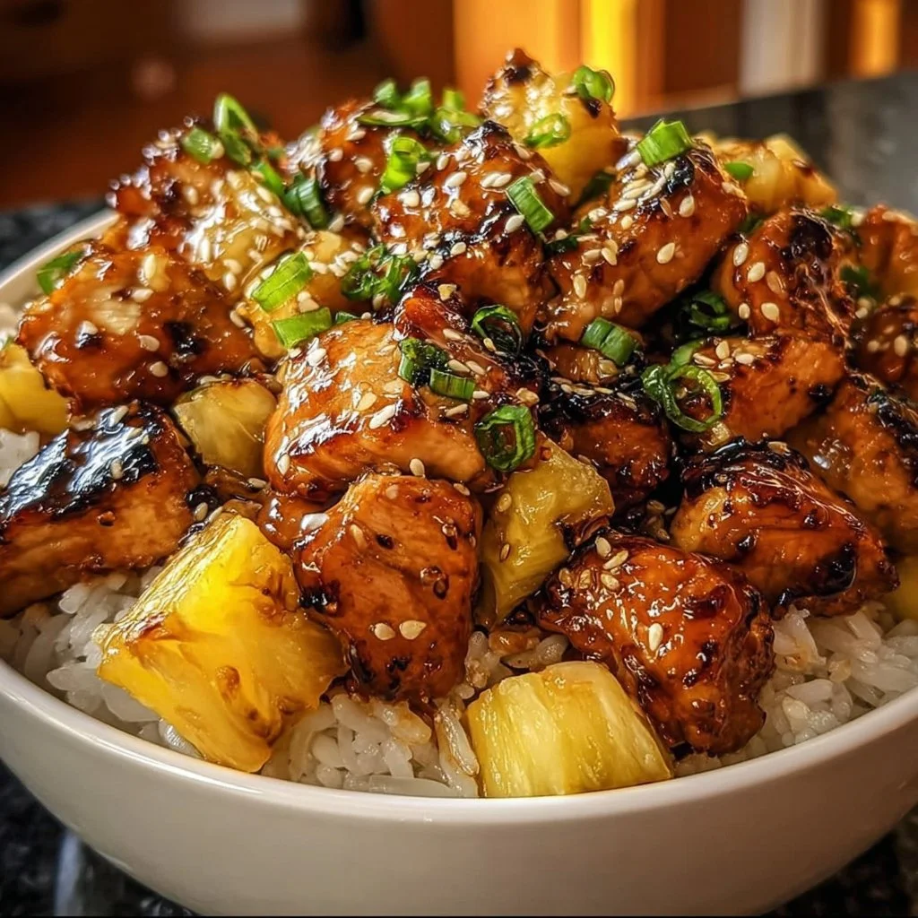 Delicious Pineapple Teriyaki Chicken Bowls with vibrant vegetables.
