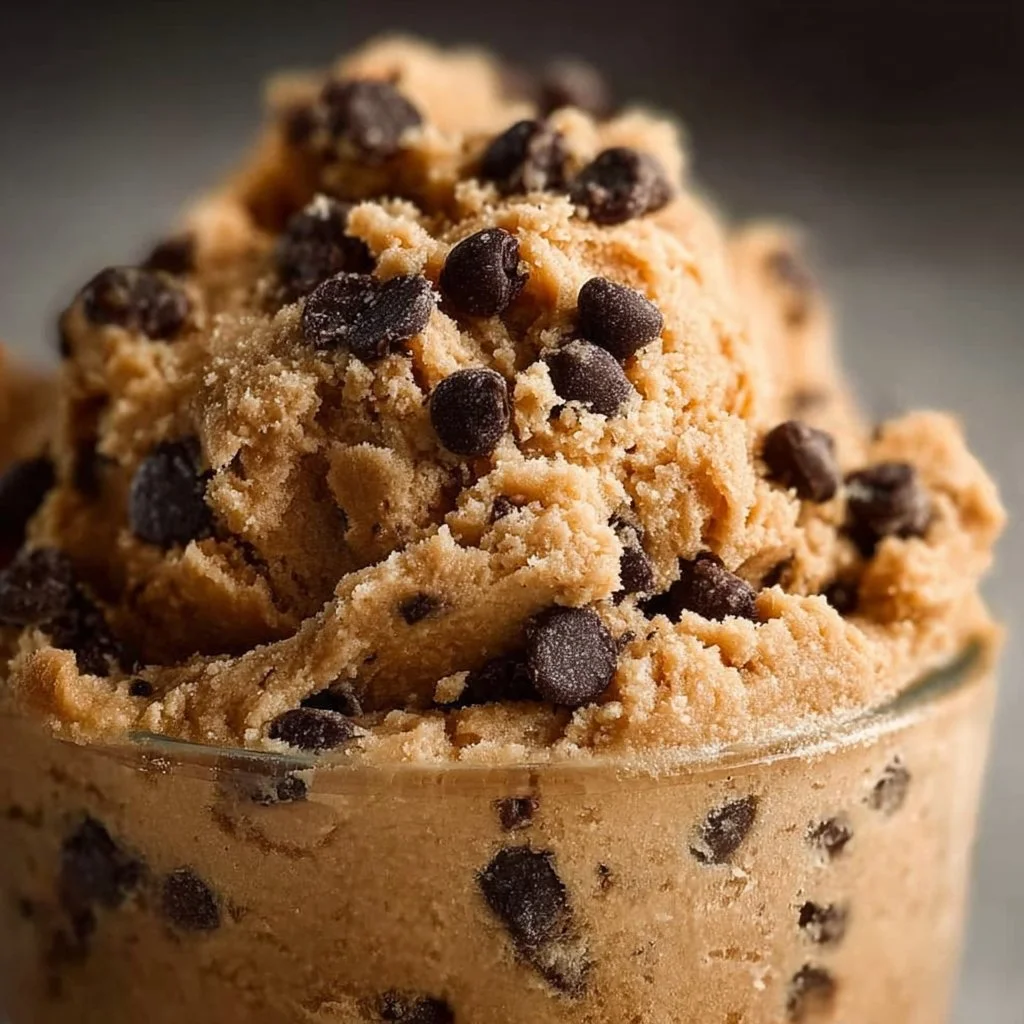 Delicious protein cookie dough ready to be enjoyed as a healthy snack.