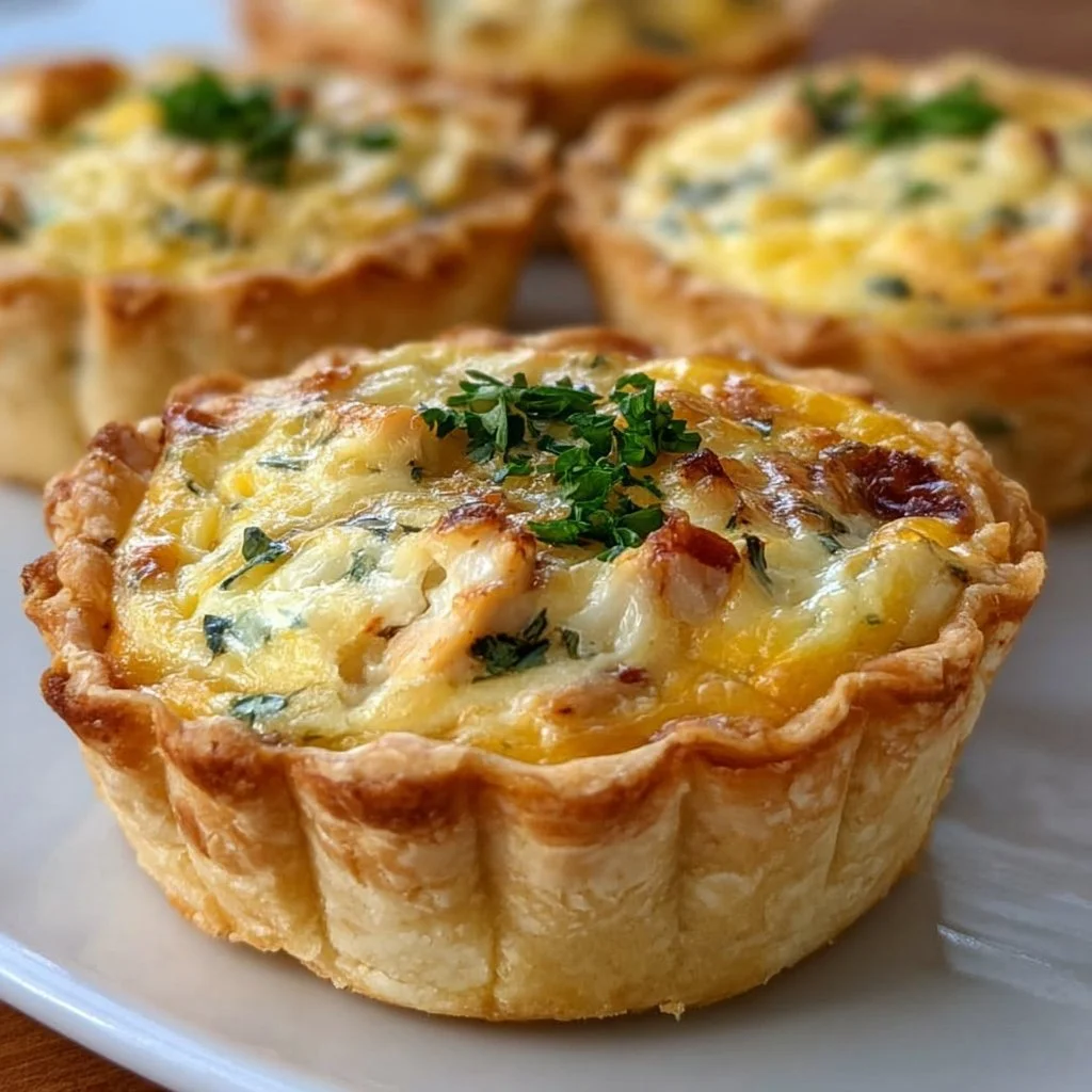 Delicious mini chicken quiches served on a platter