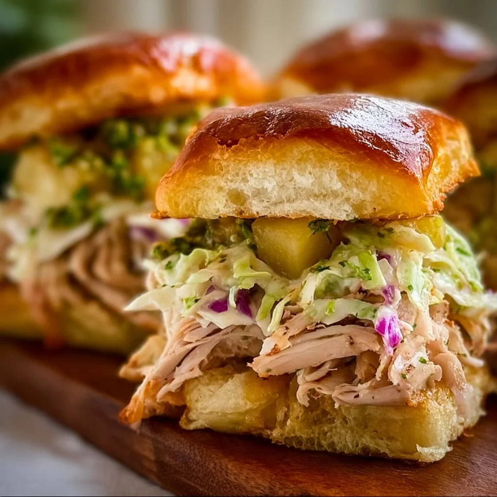 Delicious Rotisserie Chicken Hawaiian Sliders served on a platter
