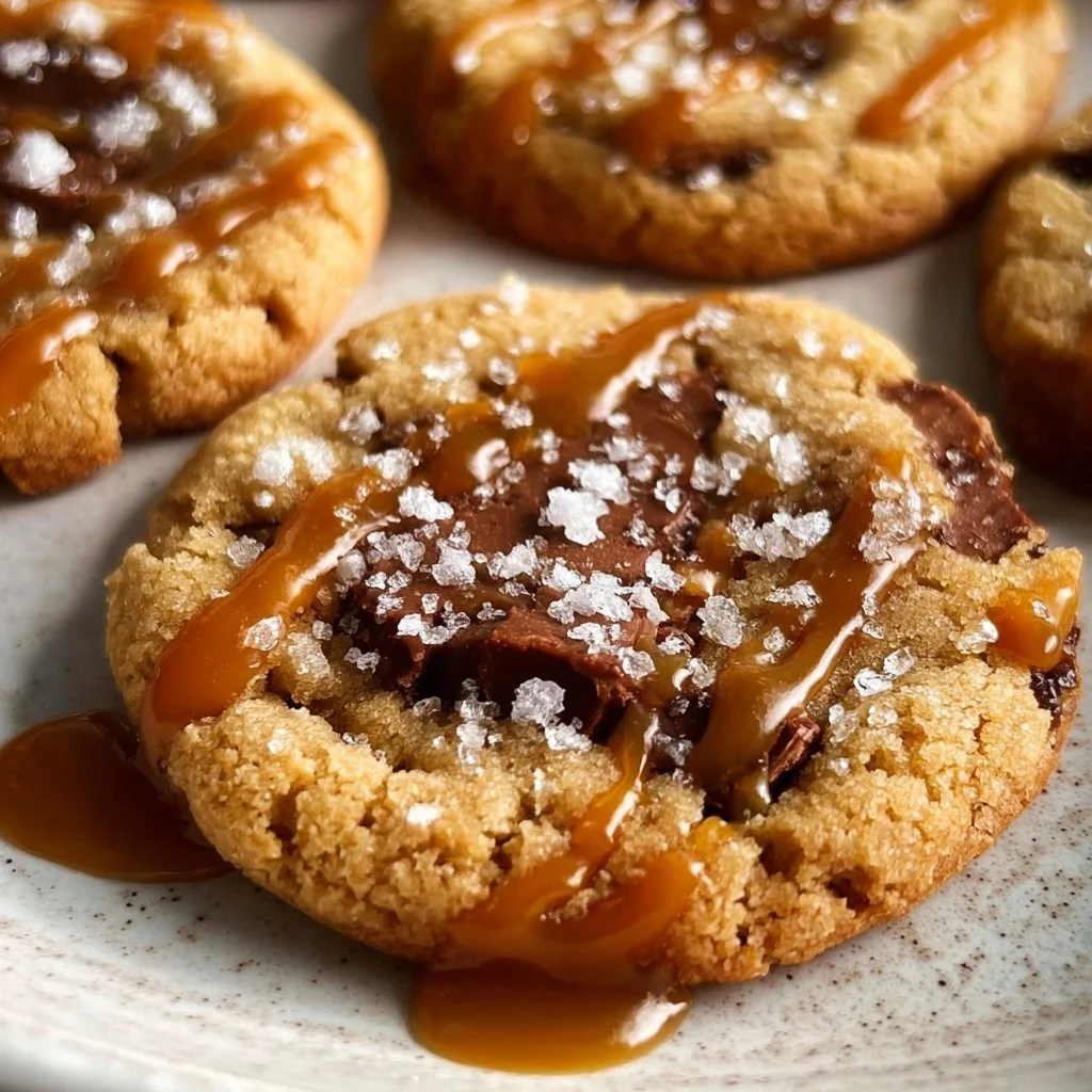 Delicious salted caramel cookies fresh out of the oven.