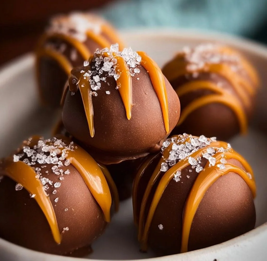 Delicious salted caramel fudge truffles on a decorative plate