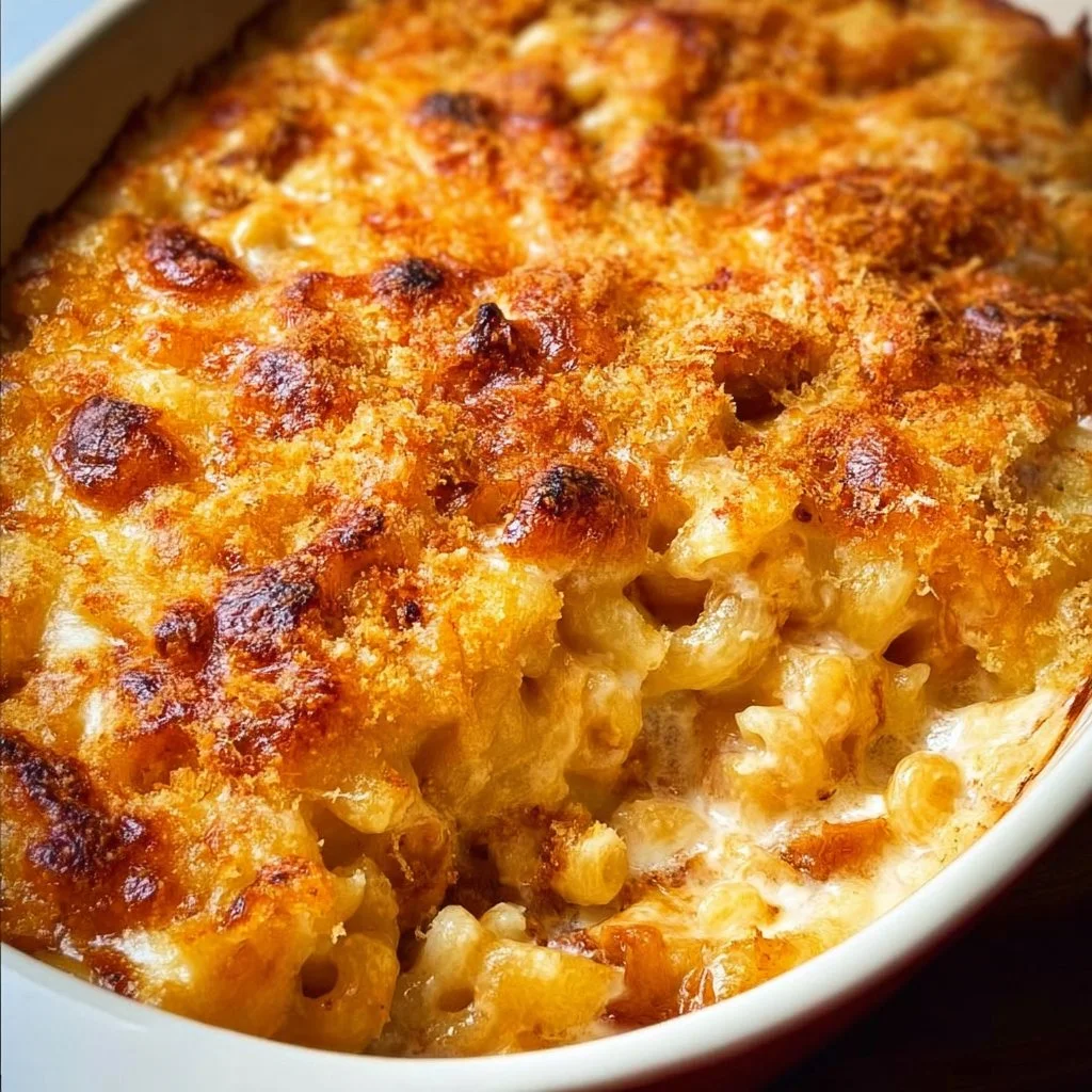 Creamy Spanish Manchego Mac and Cheese served in a rustic bowl