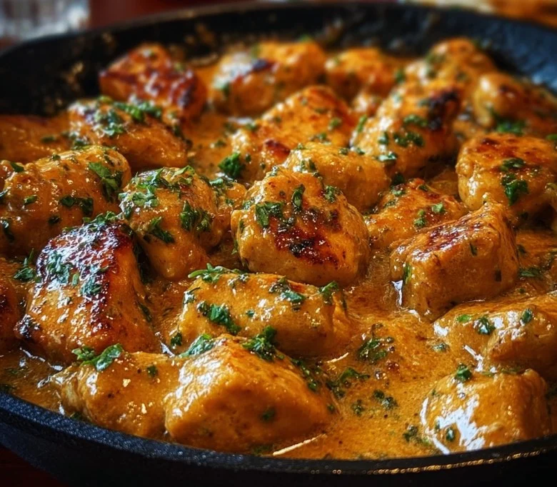 Delicious Texas Roadhouse Butter Chicken Skillet served in a pan