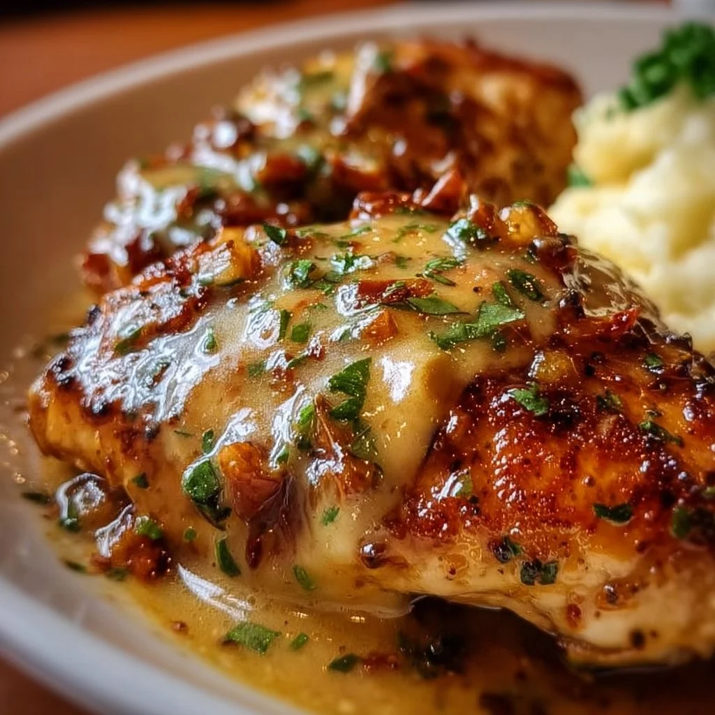 Texas Roadhouse Smothered Chicken dish with savory toppings