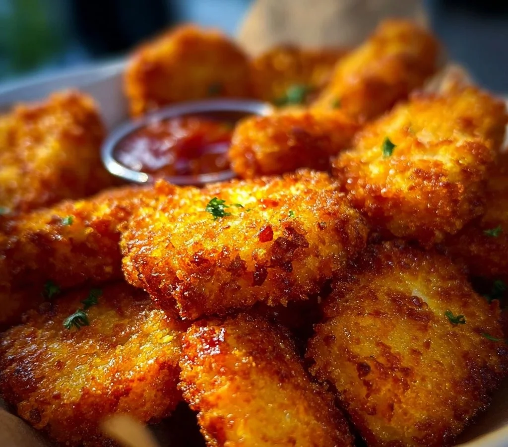 Crispy Air Fryer Chicken Nuggets served with dipping sauce