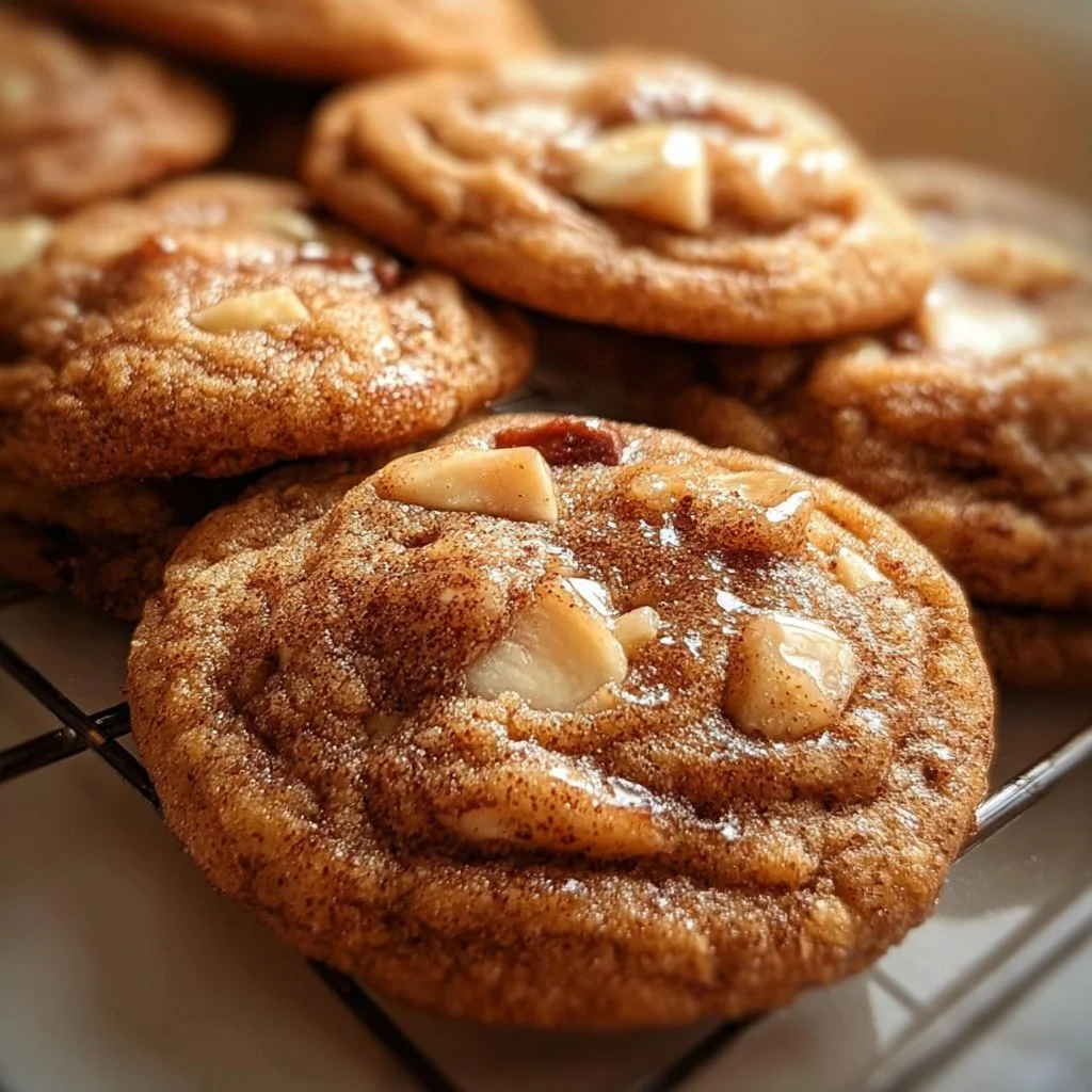 Freshly baked Apple Cider Cookies with spices and apple chunks