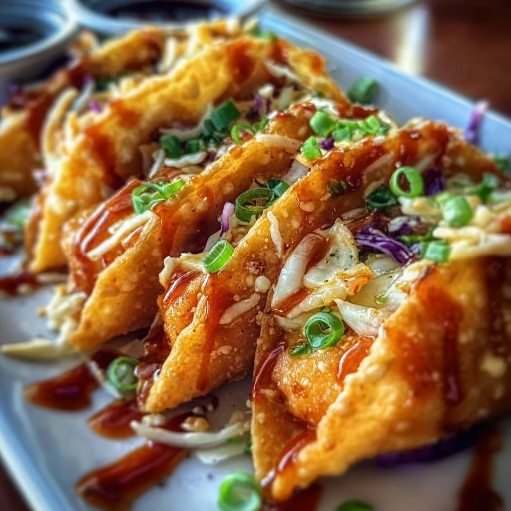 Applebee's Chicken Wonton Tacos served with dipping sauce