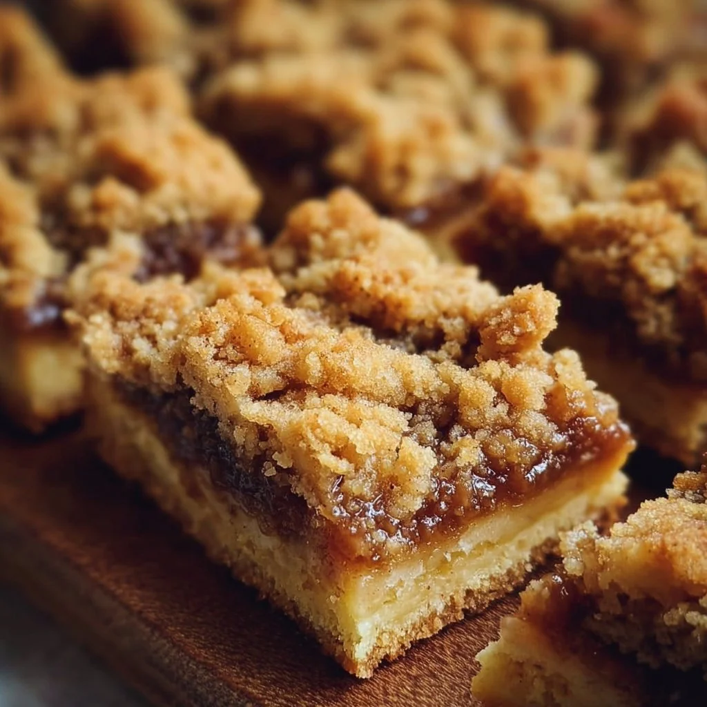 Brown Sugar Apple Crisp Shortbread Bars with apples and cinnamon topping