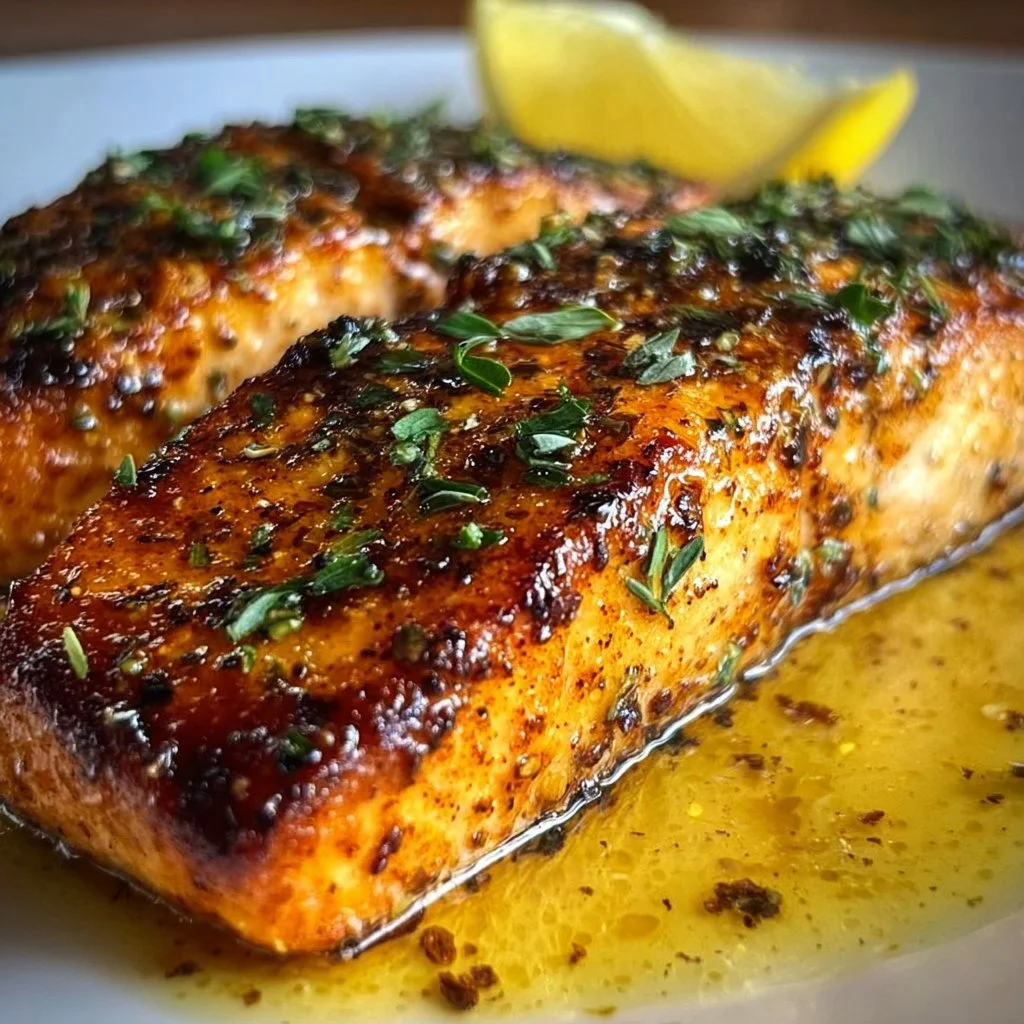 Cajun Honey Butter Salmon cooked to perfection with spices and honey glaze