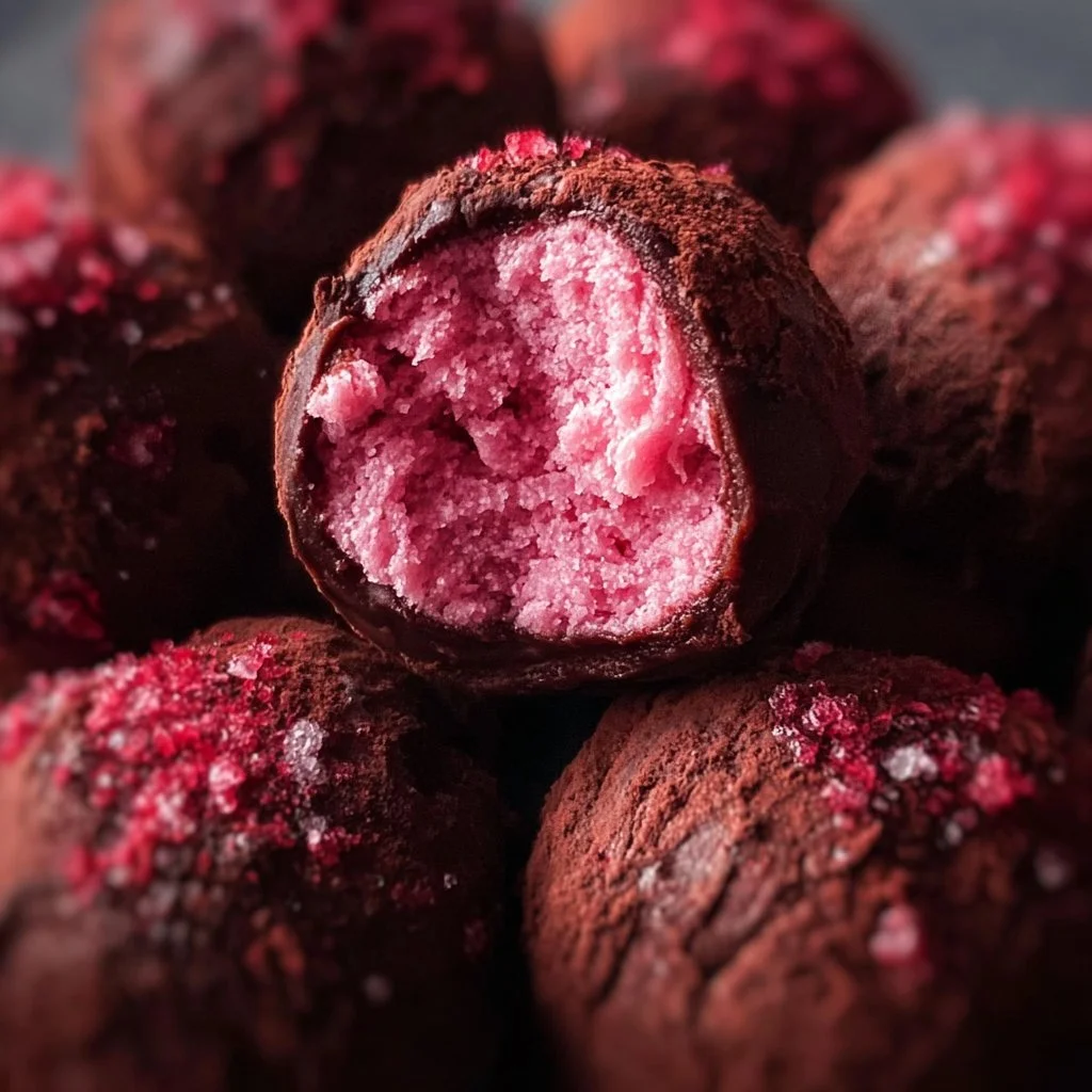 Delicious Cherry Mash Truffles featuring chocolate and cherry filling