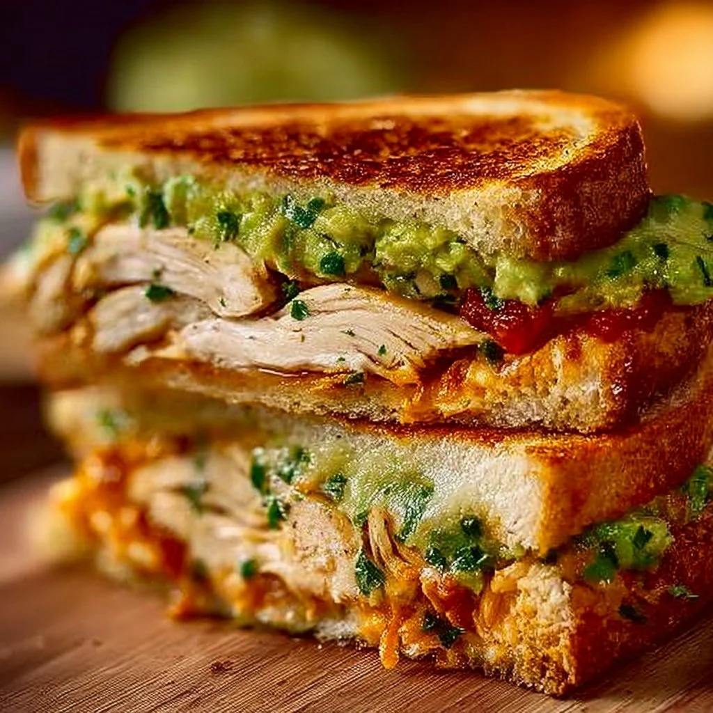 Chicken Avocado Melt Sandwich with fresh ingredients and melted cheese
