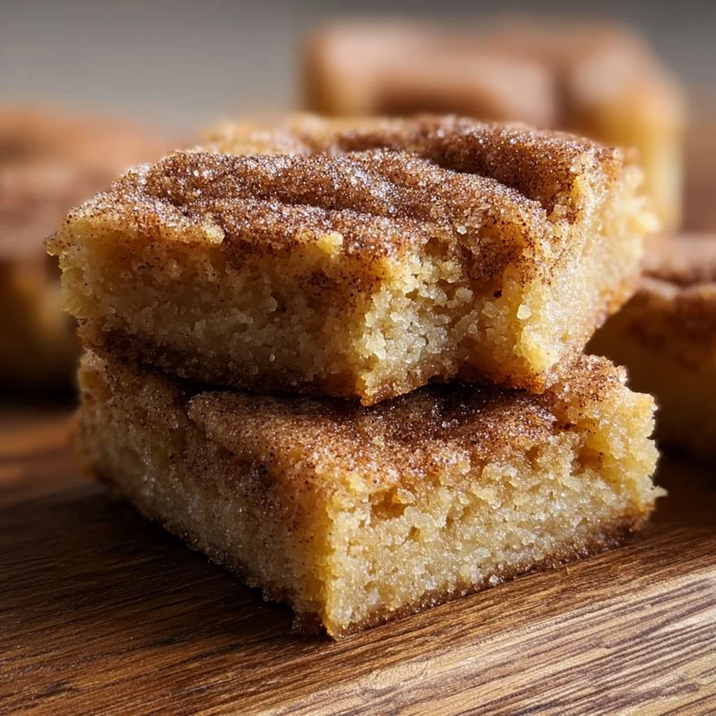 Delicious cinnamon sugar blondies fresh from the oven, sprinkled with cinnamon sugar.