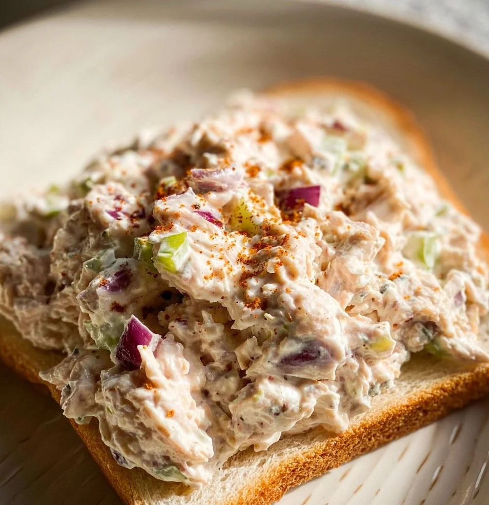 Cottage Cheese Tuna Salad served in a bowl with fresh veggies