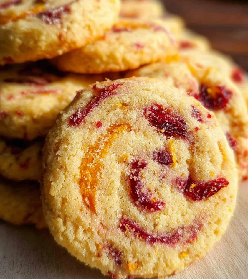 Freshly baked Cranberry Orange Cookies with cranberries and orange zest