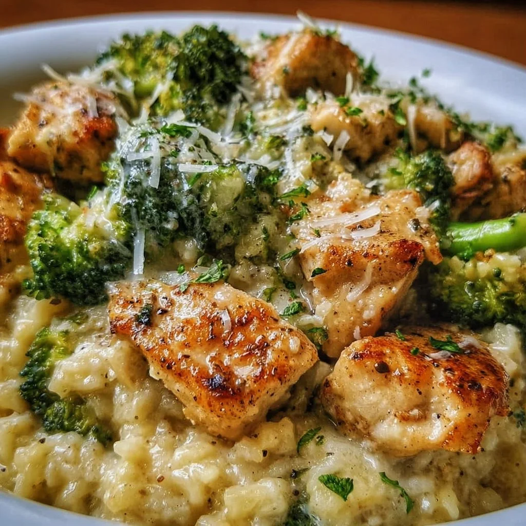 Creamy Parmesan chicken served with broccoli rice, a delicious dinner recipe