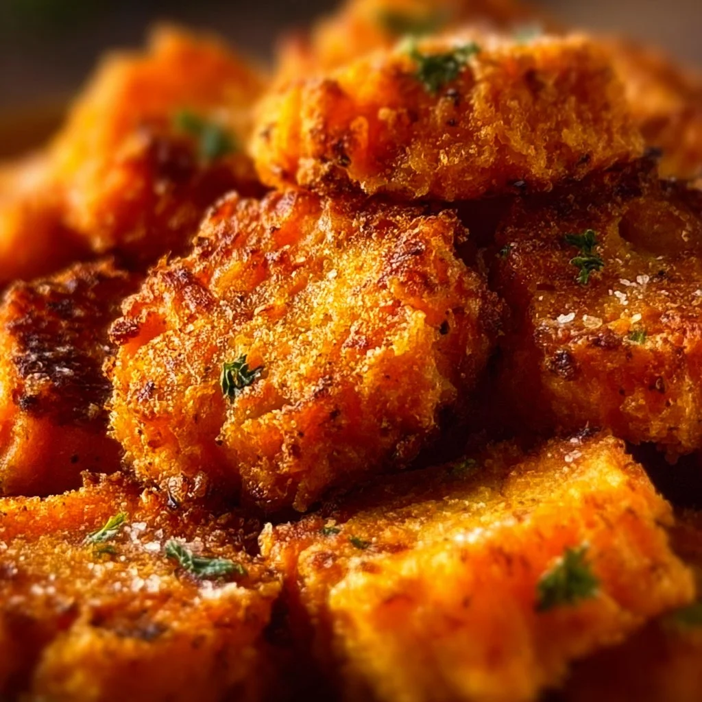 Plate of crispy smashed carrots garnished with herbs