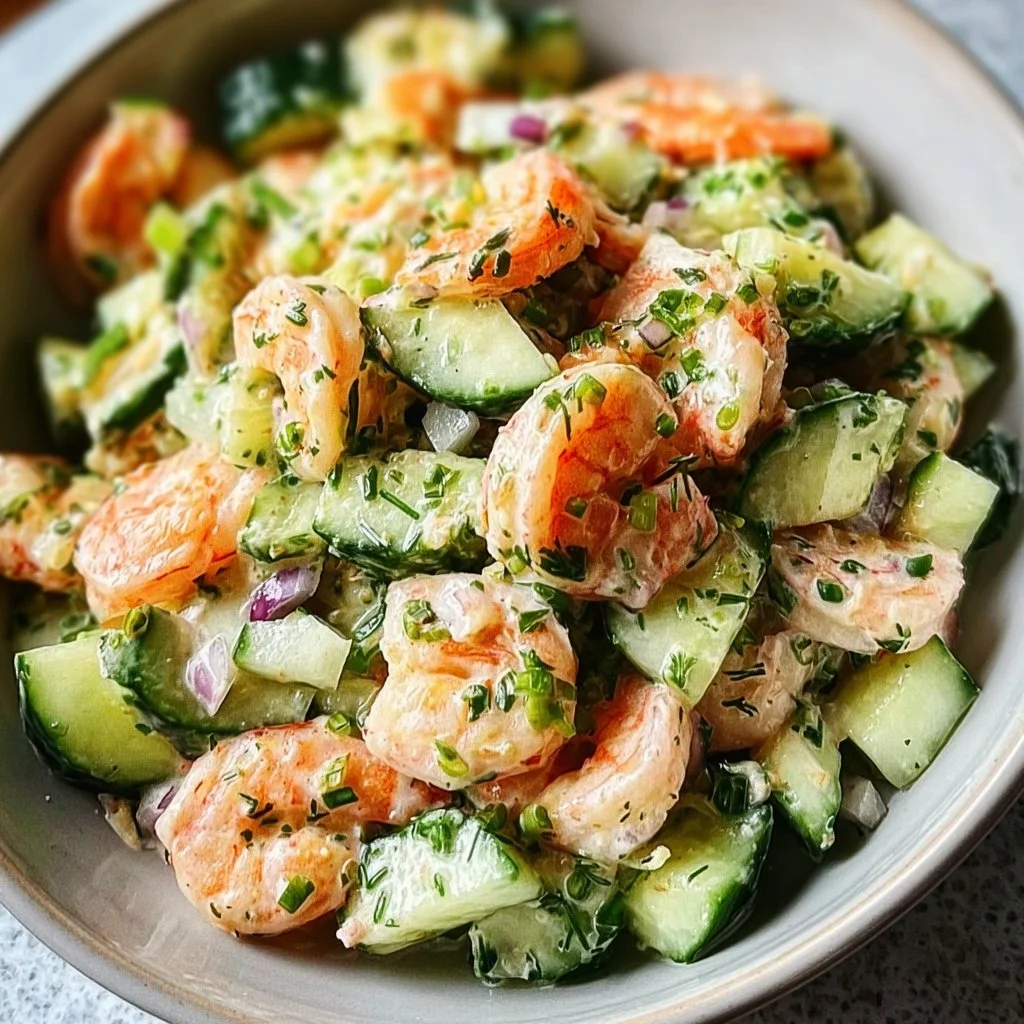Fresh Cucumber Shrimp Salad with herbs and citrus dressing