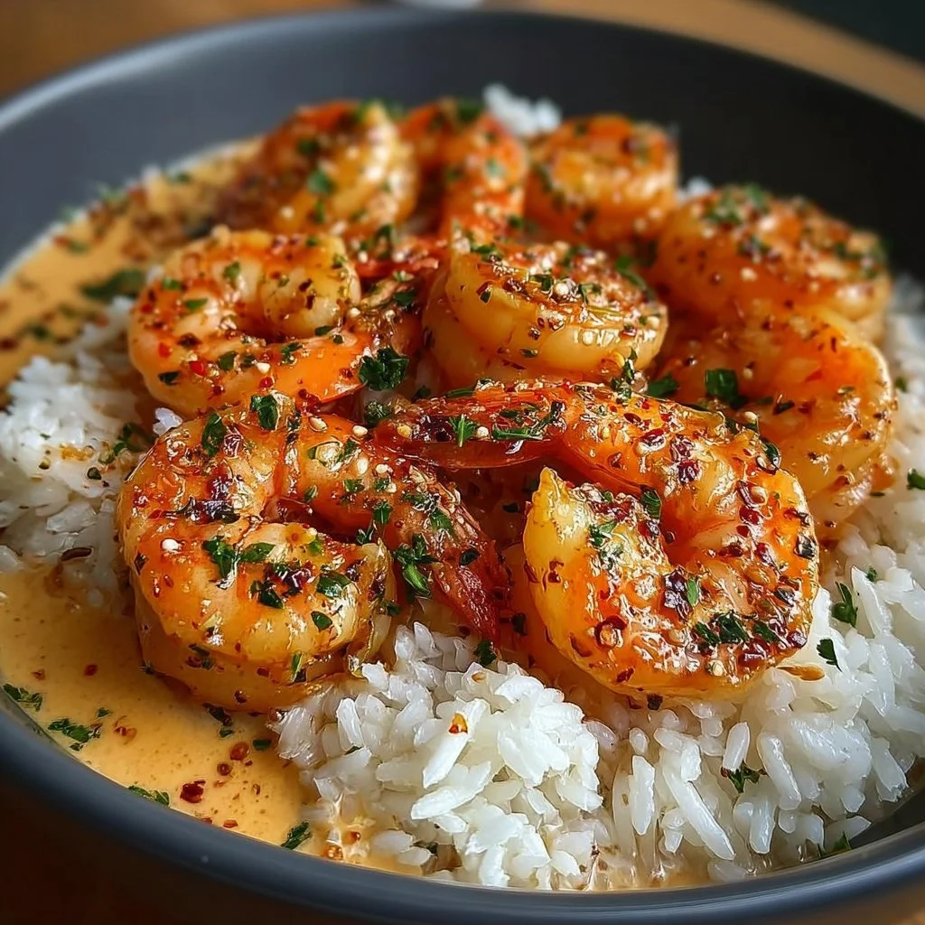 Delicious garlic butter shrimp served with rice, ready in 20 minutes.