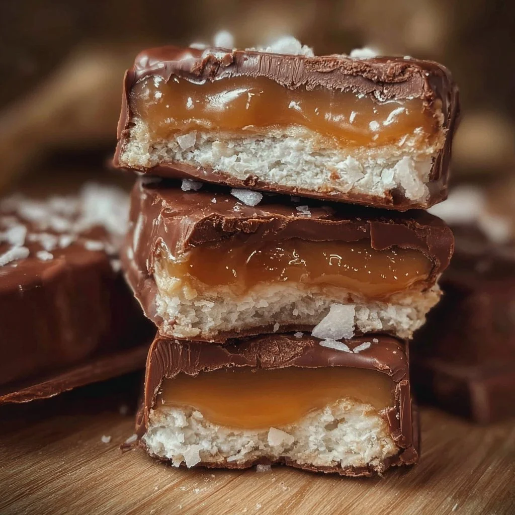 Homemade Milky Way Bars with chocolate and caramel layers