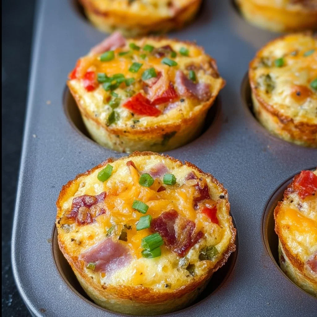 Keto low-carb egg muffin breakfast cups served on a plate