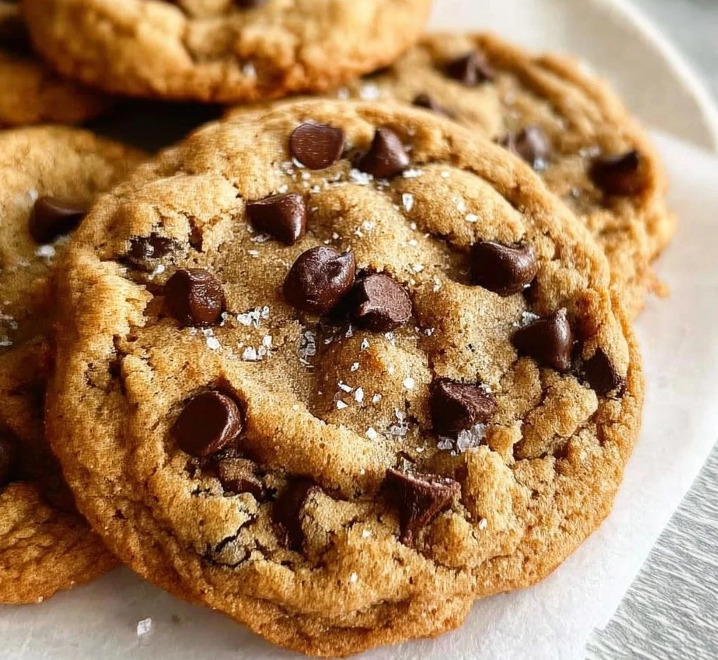 Delicious gluten free chocolate chip cookies stacked on a plate