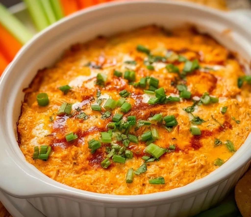 Healthy buffalo chicken dip made with cottage cheese